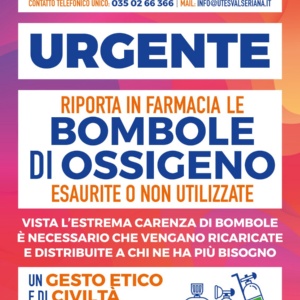 Urgente. Bombole di ossigeno