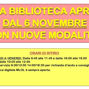 Biblioteca - nuove modalità e aggiornamento orari