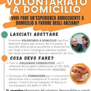 Volontariato a domicilio. Vuoi fare un’esperienza arricchente a domicilio a favore degli anziani?