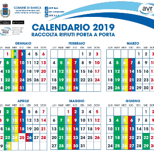 Calendario raccolta rifiuti porta a porta